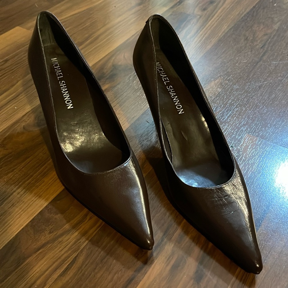 Michael Shannon brown leather heels